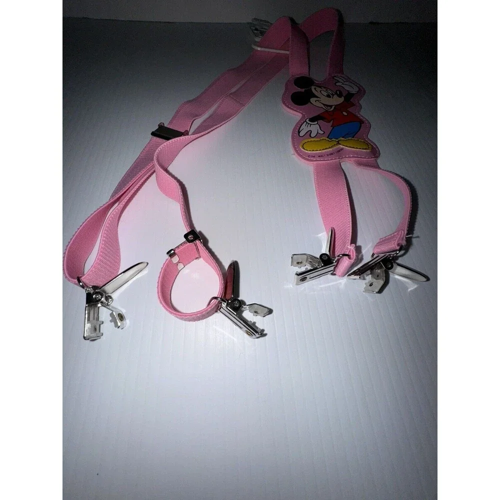 Vintage Mickey Mouse Suspenders Rare Pink Color Walt Disney Company